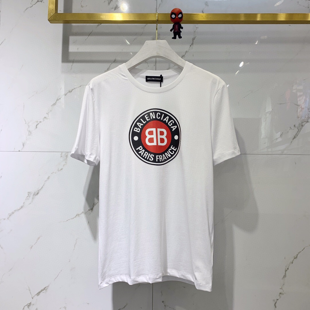 NEW2021 BALENC1AGA Summer 2020 men's short-sleeved t-shirt, round neck, offset print on chest, trendy chất _