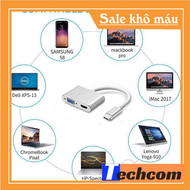 Usb Type-C To USB-C 4K HDMI USB 3.0 3 trong 1 hỗ trợ điện thoại Samsung MHL macbook cáp chuyển đổi typec to HDMI