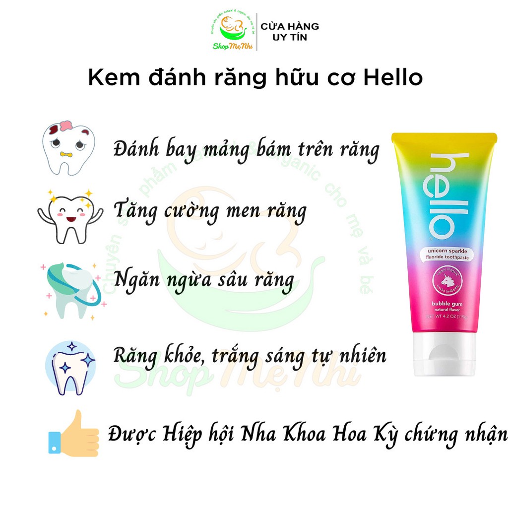 Kem đánh răng hello hữu cơ cho bé từ 2 tuổi – Hello toothpaste.