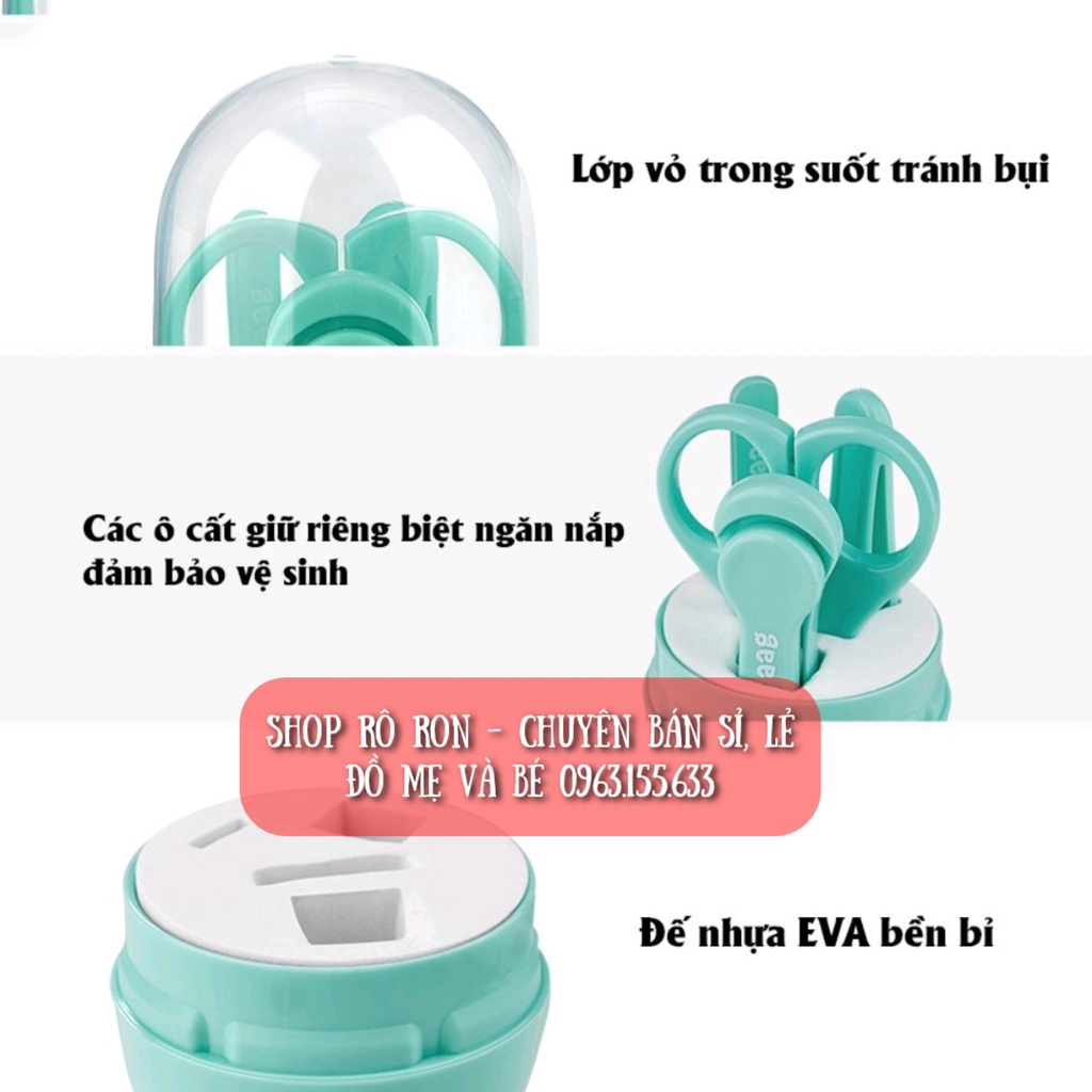 Set bấm móng tay AAG cao cấp - Bộ cắt móng tay 4 chi tiết an toàn cho bé - Shoproron