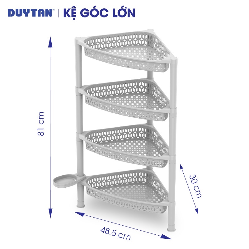 Kệ góc lớn 4 tầng tiện dụng Nhựa Duy Tân - Kích thước 48,5 x 230 x 81 cm