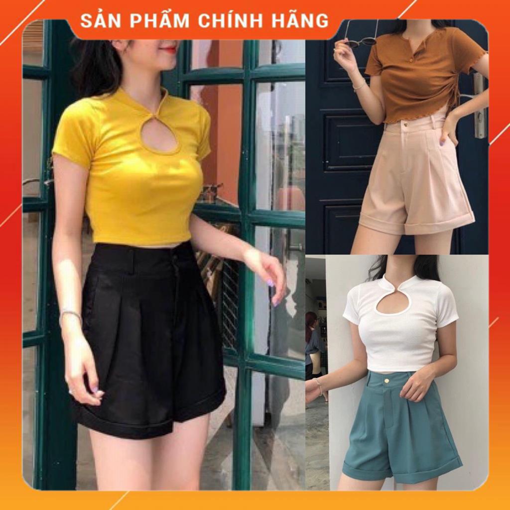 Quần short đùi nữ,quần sooc nữ ống rộng gập gấu sang chảnh chất tuyết  MSP80299 | BigBuy360 - bigbuy360.vn