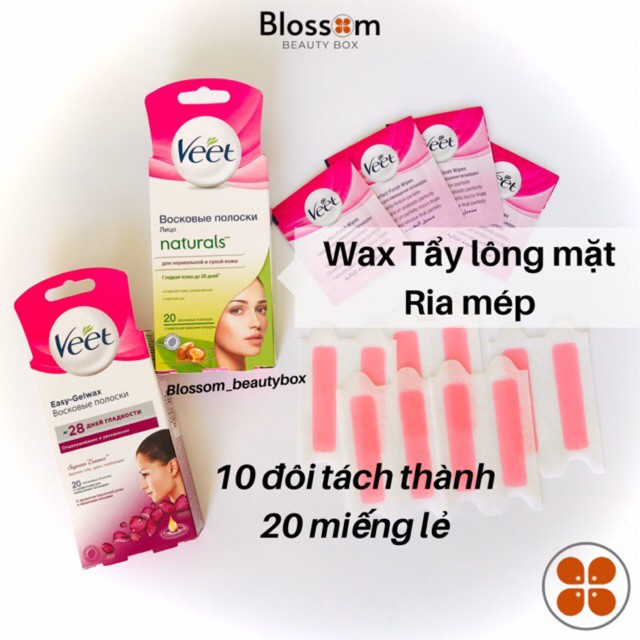 ☫℡❁ Wax VEET triệt lông mặt và tẩy ria mép bằng giấy hiệu quả