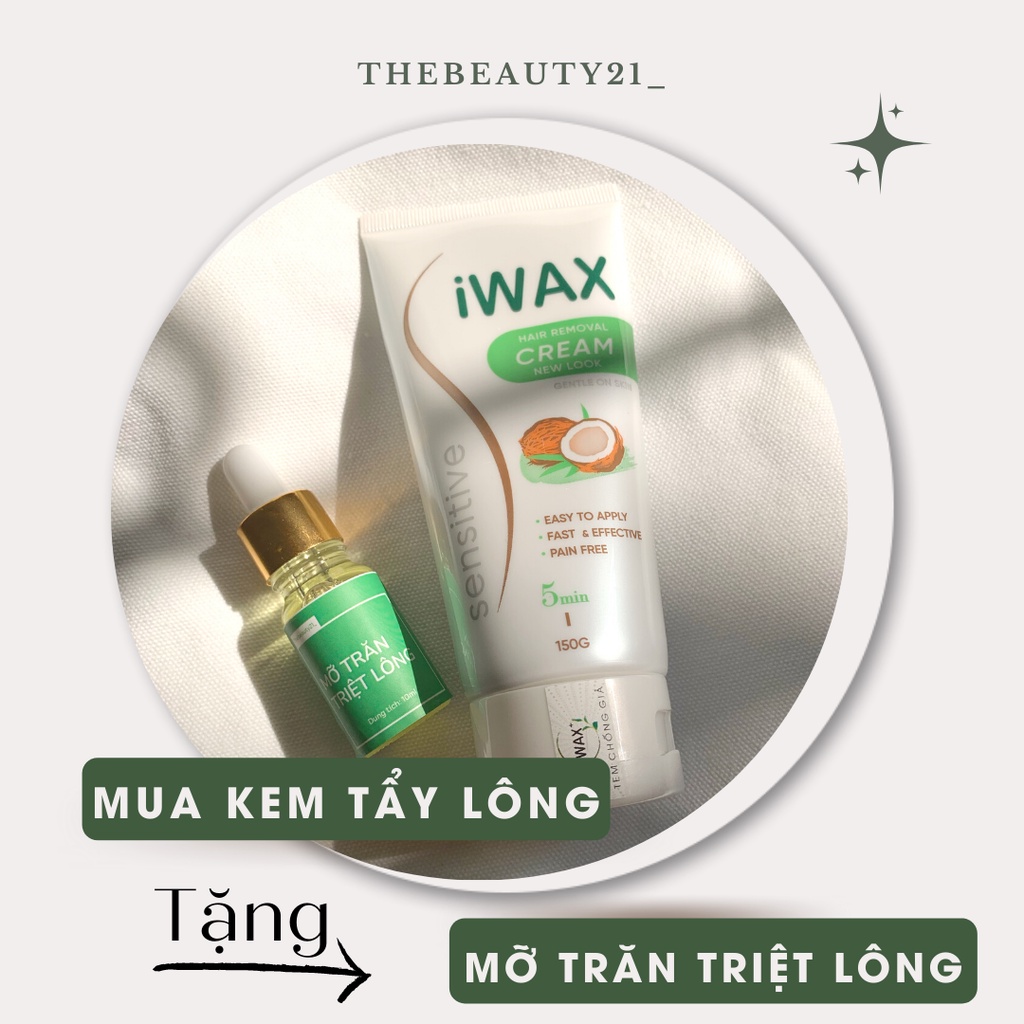 Kem Tẩy Triệt Lông Toàn Thân Iwax 150ml + Mỡ Trăn Triệt Lông 10ml