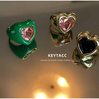 Multi-purpose sweet color glazed rhinestone open ring
