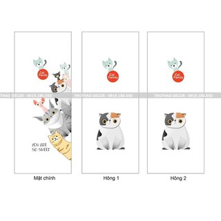 Combo 3 tấm GIA ĐÌNH MÈO ĐB (Mặt trước và 2 mặt bên) khác nhau - Decal dán tủ lạnh
