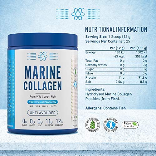 BỘT UỐNG LÀM ĐẸP DA NGĂN NGỪA LÃO HOÁ APPLIED NUTRITION MARINE COLLAGEN 30 LẦN DÙNG