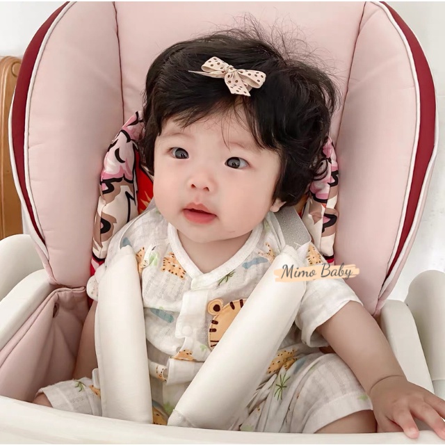 Set 3 kẹp tóc thắt nơ vải phong cách tiểu thư cho bé gái KT24 Mimo Baby