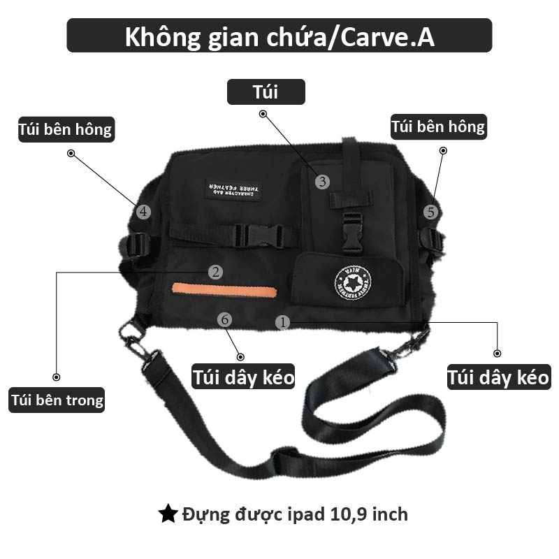 Carve.a Store Túi Đeo Chéo Vai Chống Thấm Nước Chống Trộm Dành Cho Nam