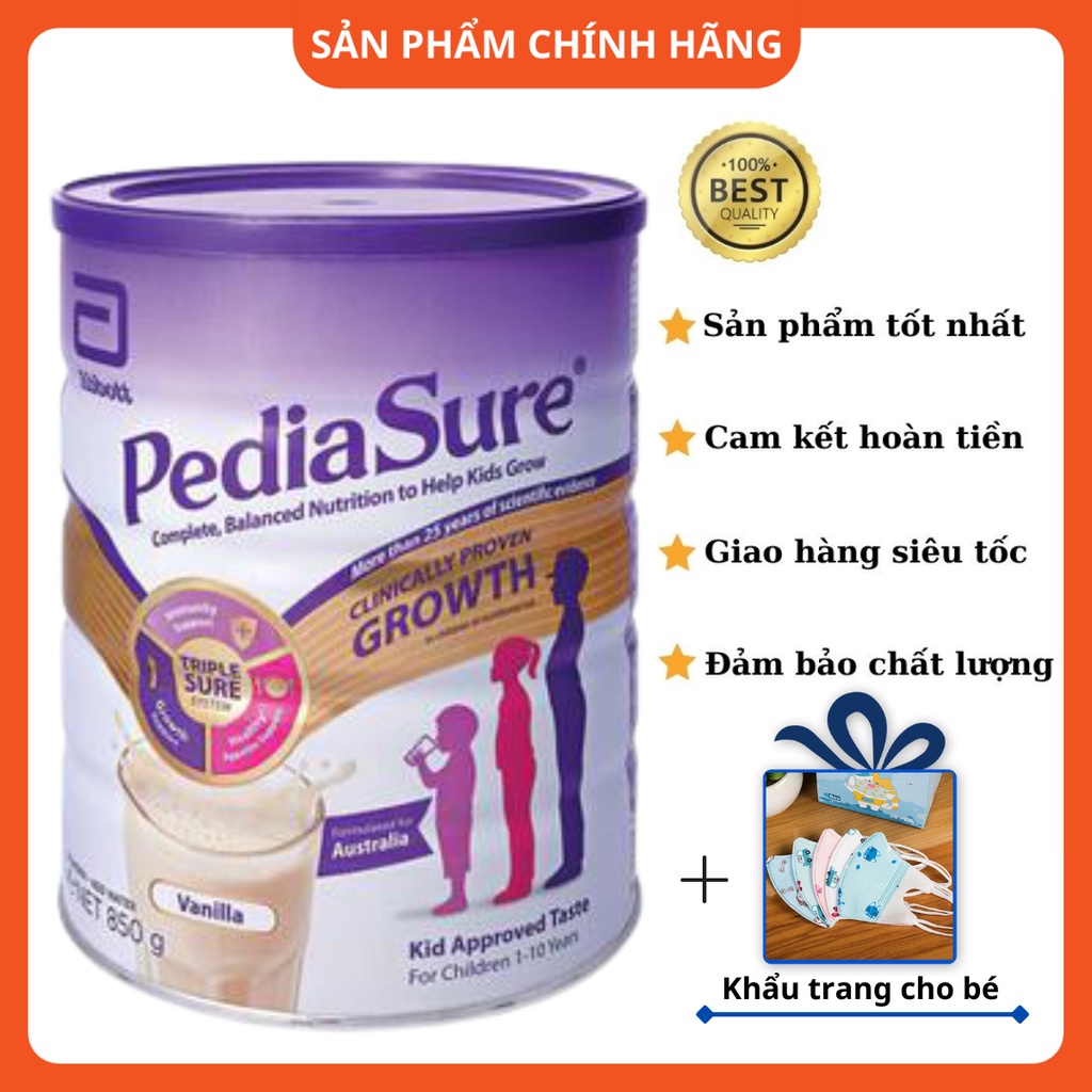 Sữa Pediasure Úc Hộp 850G (Date mới 2022) Hương Vanilla Chính Hãng Giá Tốt