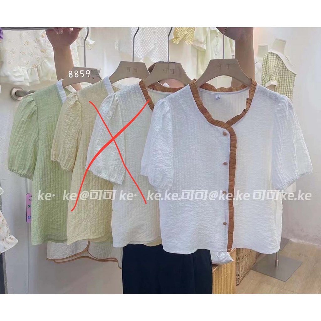 Áo kiểu viền bèo phong cách Hàn Quốc nhẹ nhàng thanh lịch