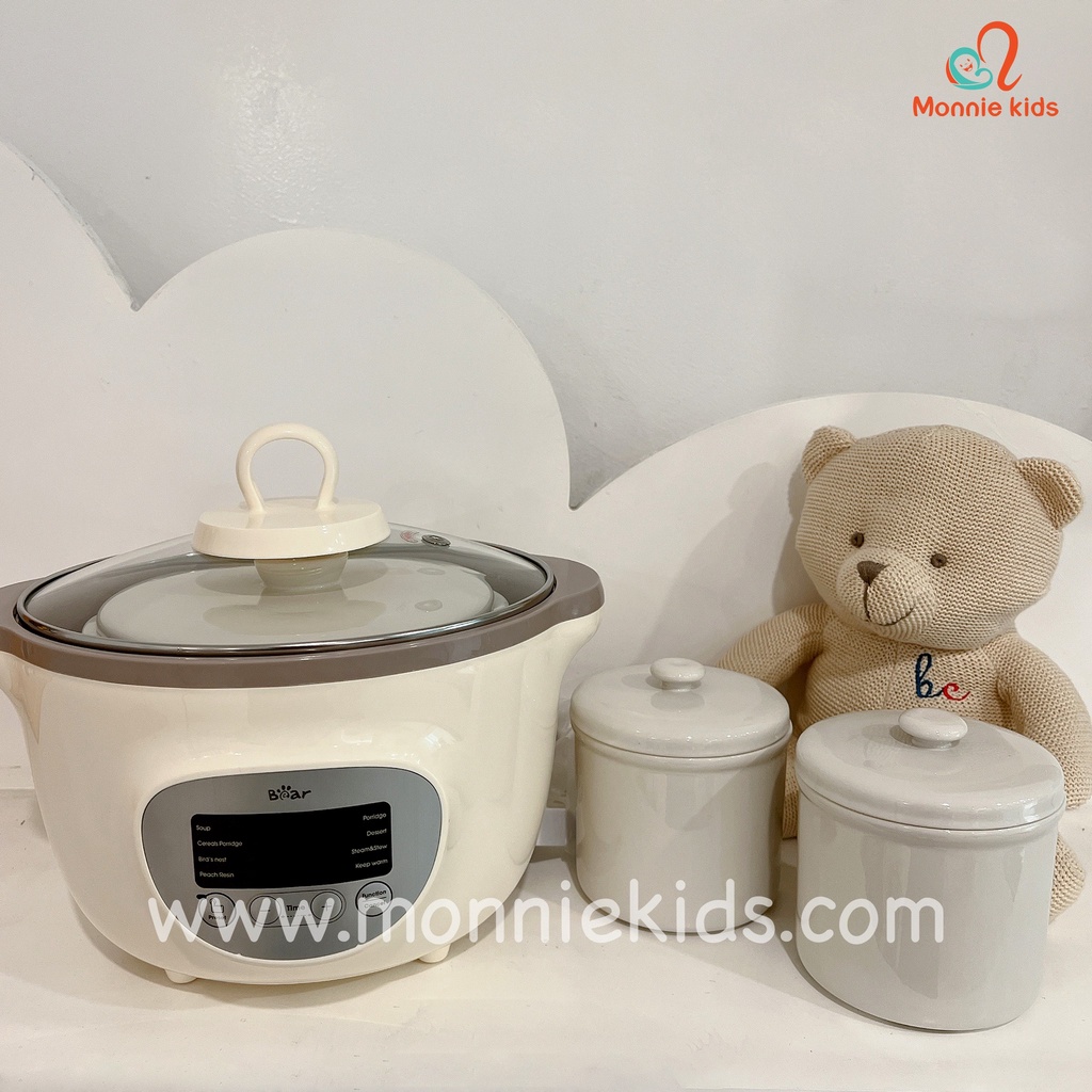 Nồi Nấu Cháo Chậm Bear Kèm Xửng Hấp 1.6L