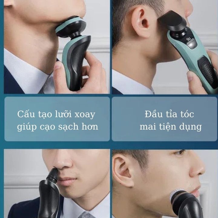 [Cạo Sạch] Máy Cạo Râu Đa Năng , Máy Cạo Râu Nam Khô 3 Lưỡi Cạo Siêu Sạch SHAVER 9D Chính Hãng