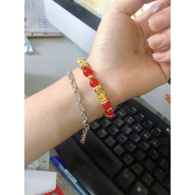 Vòng tay tỳ hưu đỏ ( 5 con tỳ hưu)