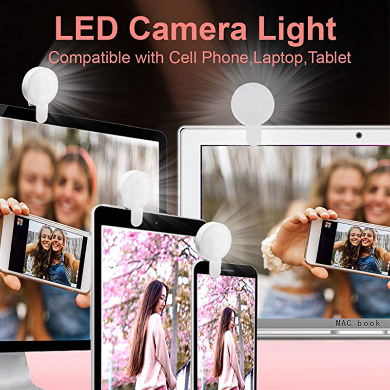 Selfie Light Rechargeable LED Light Portable Mini Clip Smooth DimmingUniversial Fill-in Flash for Photography Makeup Vlogging Live Streaming for IPhone Cellpone