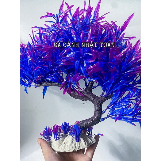 TIỂU CẢNH BONSAI GIẢ TRANG TRÍ BỂ CÁ NON BỘ CAO 20CM DÀI 30CM