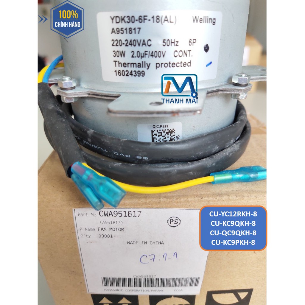 [Mã ELHA22 giảm 6% đơn 300K] Motor quạt dàn ngoài máy lạnh Panasonic CU-YC12RKH-8 // KC9QKH-8 // QC9QKH-8 // KC9PKH-8