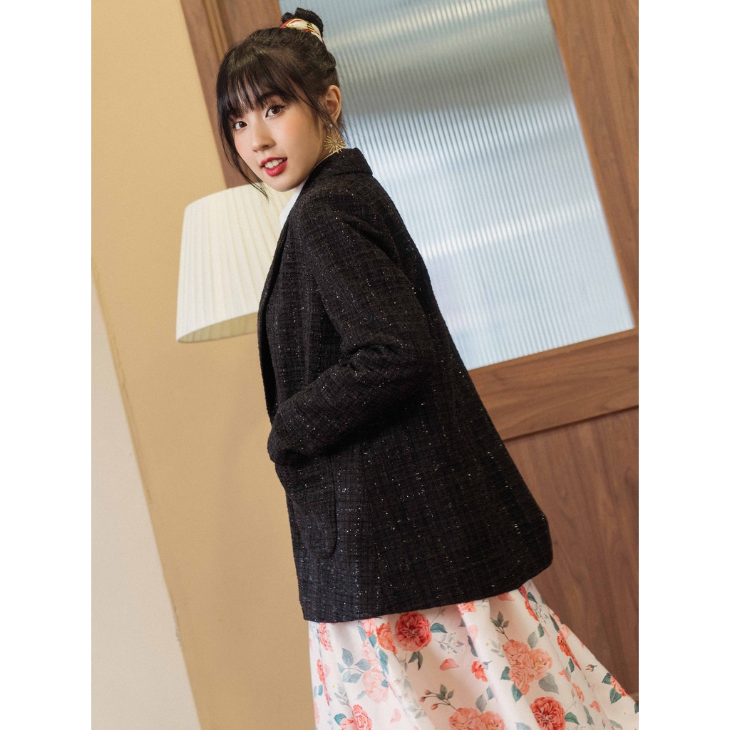 [Mã WABRTL1 giảm 10% đơn 500K] Áo blazer đen_1AK048DE_Lep'