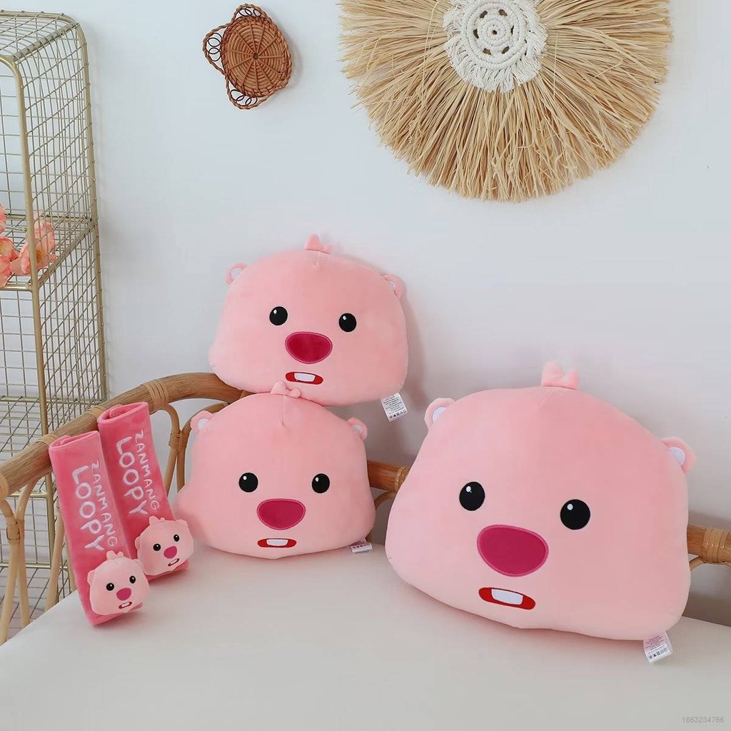 Ellen Pororo Loopy Gối Nhồi Bông Tựa Vai Và Đai An Toàn Trang Trí Xe Hơi
