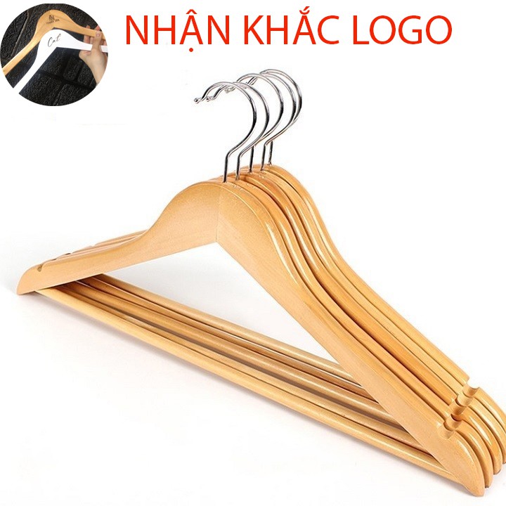 Combo 50 móc gỗ vàng thanh ngang đầu móc tròn 44,5cm