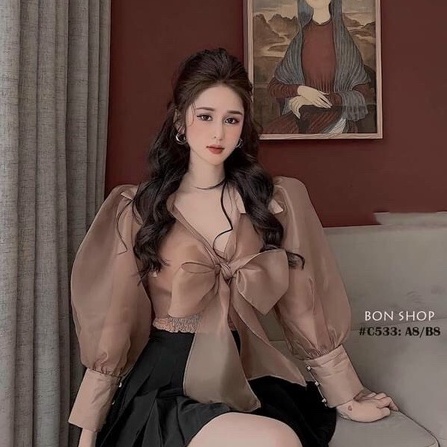 Áo sơ mi croptop voan kiến (tặng kèm áo trong) I070 sieu xinh cho nữ