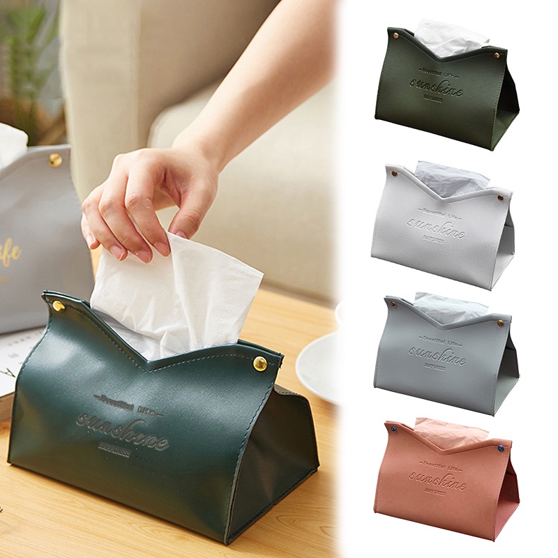 Hộp Đựng Khăn Giấy Bằng Da Sáng Tạo Phong Cách Bắc Âu
