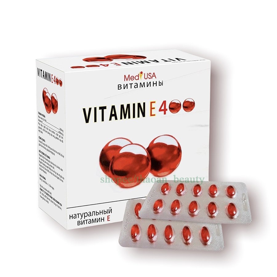 Viên uống vitamin E đỏ, giảm thâm nám, căng sáng da, chống lão hóa, hộp 100 viên