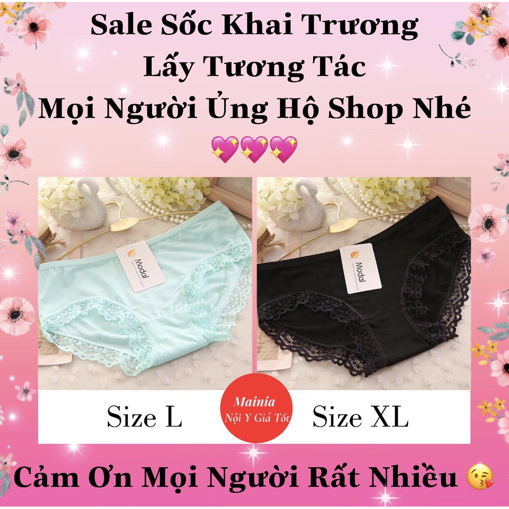 [Rẻ Nhất Shopee] Quần Lót Nữ Cotton Viền Ren Size L XL Cho Nữ Quần Chíp Co Giãn Xuất Khẩu Rẻ Đẹp Mainia Sho