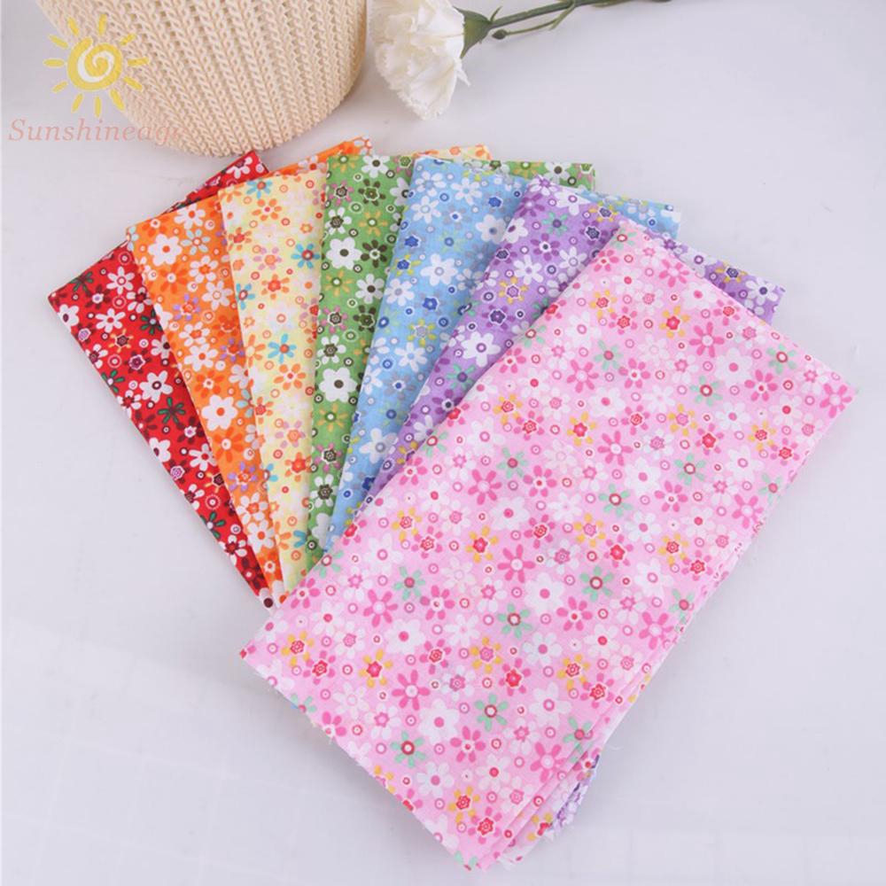 Set 7 Tấm Vải Cotton 25x25cm In Họa Tiết Hoa Dùng May Vá