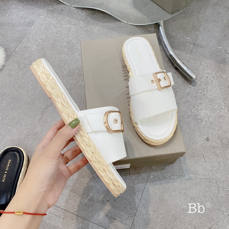 Dép Lê CNK Viền Đế Cói Khoá Cạnh