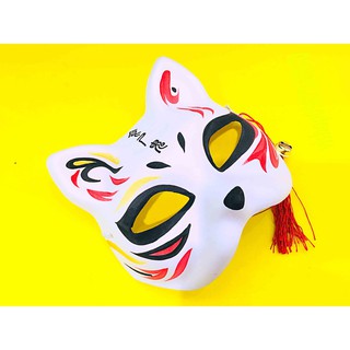 mặt nạ hóa trang nhật bản - mặt nạ cáo vẽ mèo nửa mặt có tua rua và chuông mã JZZ37 Klens