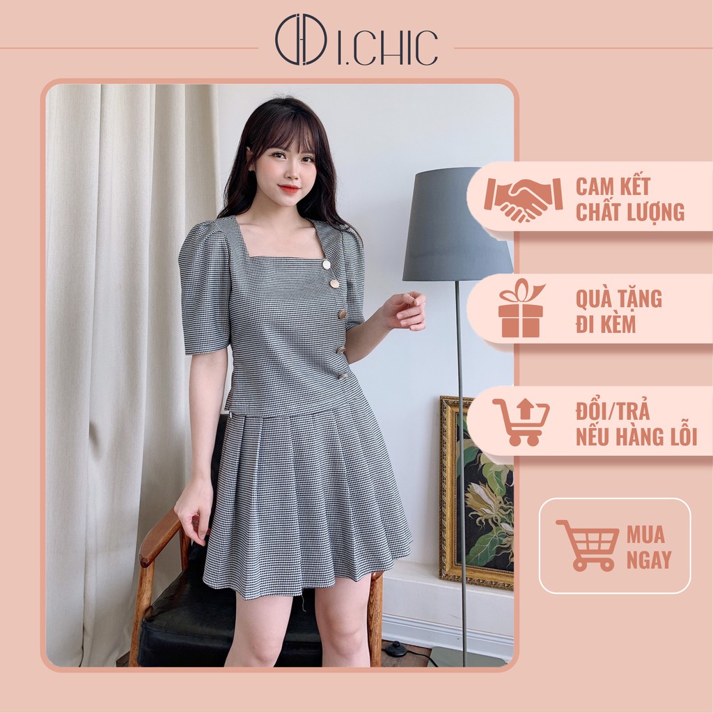 ICHIC fashion - Set Váy Kẻ Caro Thiết Kế Cao Cấp Cho Mùa Hè 2021