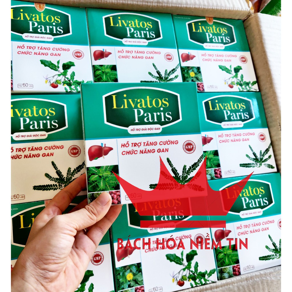 Viên uống giải độc gan Livatos -Paris - Tăng cường chức năng gan, hạ men gan, giảm gan nhiễm mỡ hiệu quả - Hộp 60 viên