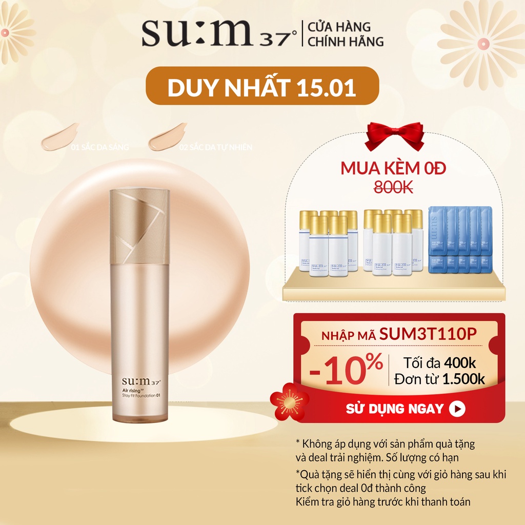 [Mã VISAPREMIUM giảm 150K]Kem nền che khuyết điểm Su:m37 Air Rising TF Stay Fit Foundation SPF35 PA++ 40ml