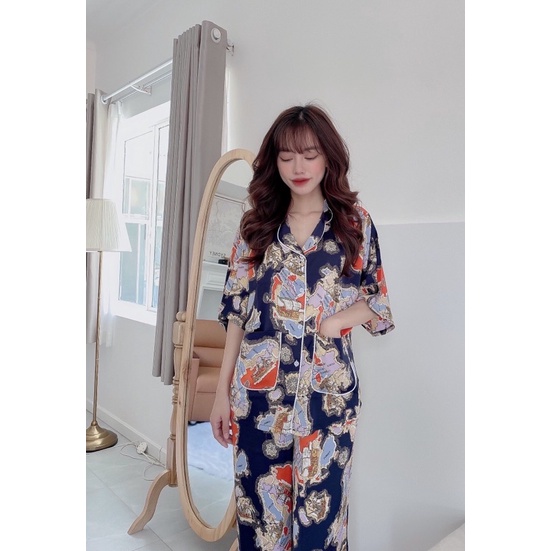 Đồ bộ mặc nhà nữ pyjama bigsize, set bộ quần dài cánh dơi lụa Latin cao cấp. | BigBuy360 - bigbuy360.vn