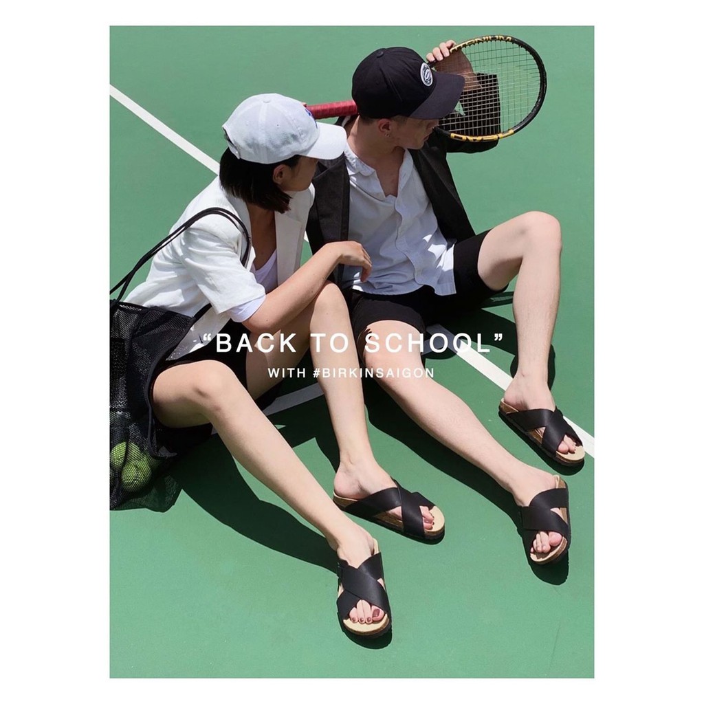 Giày dép đế trấu nam nữ quai chéo Detaunisex phong cách văn phòng Birken đi mưa - màu đen lót đen - DETA23F