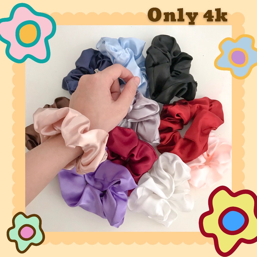 Cột tóc Scrunchies lụa đơn giản caitlyn_jewelry (Nhiều màu)