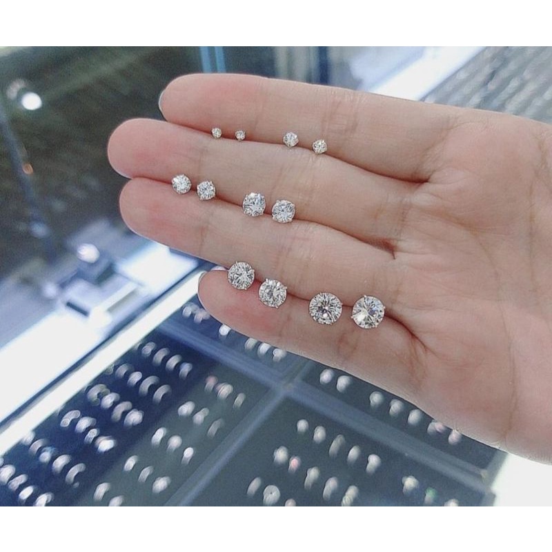 KHUYÊN TAI ĐÁ TRẤU - Khuyên Tai Cao Cấp - Khuyên Tai Chốt Bi Tròn  - 69STORE