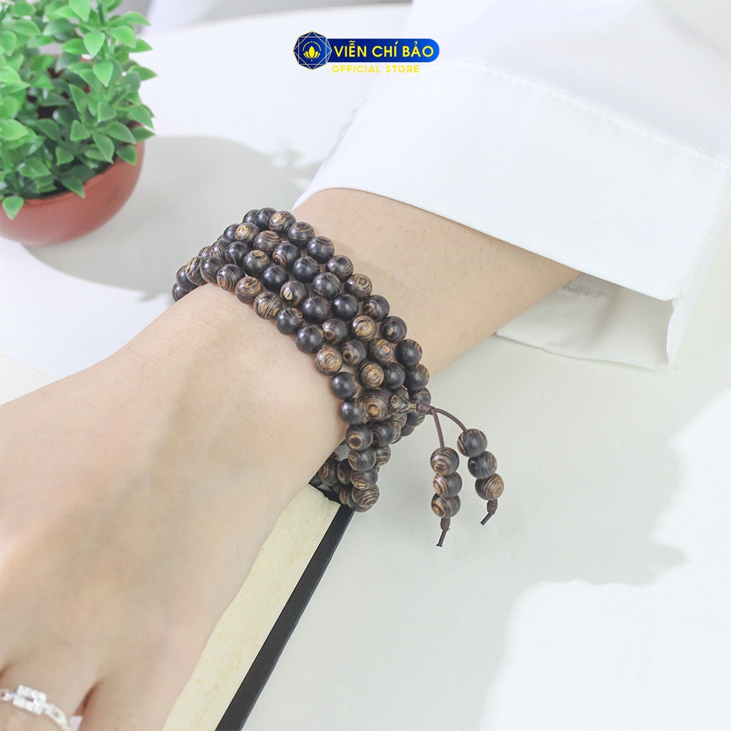 Vòng tay trầm hương sánh chìm Chuỗi 108 hạt 6mm thời trang phụ kiện trang sức Viễn Chí Bảo V000764-6