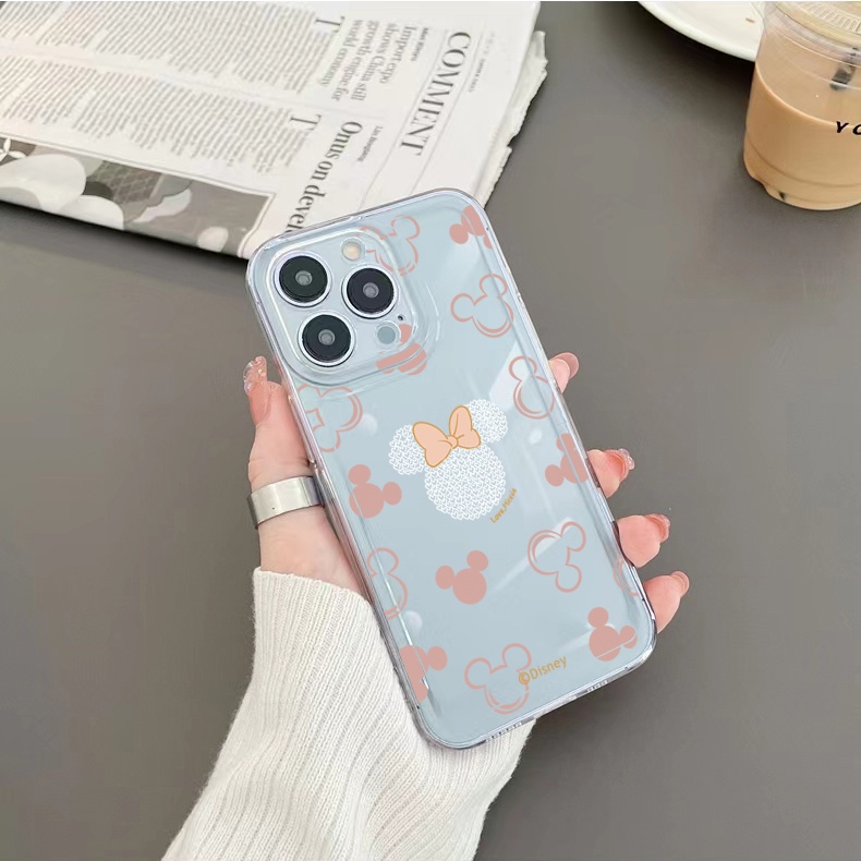 Ốp Điện Thoại TPU Gel Trong Suốt In Hình Mickey Minnie Cho iPhone 13 Pro Max 14 12 iPhone 11 XR 8 7 SE 2022