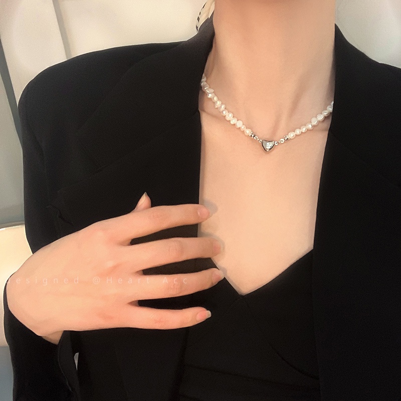 Vòng cổ Ngọc Trai Mặt Trái Tim Sang Trọng Cao Cấp Cho Nữ