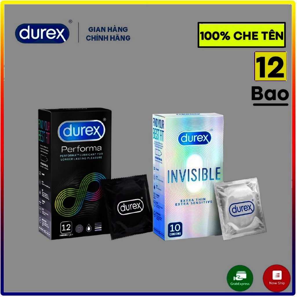 Bao Cao Su durex performa 12 bao kéo dài QHTD, mỏng nhẹ, hàng cty đầy đủ giấy tờ