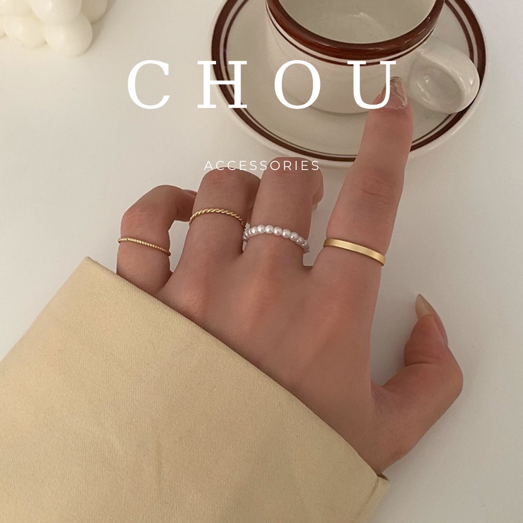 Set 4 Nhẫn Đính Ngọc | CHOU ACCESSORIES |