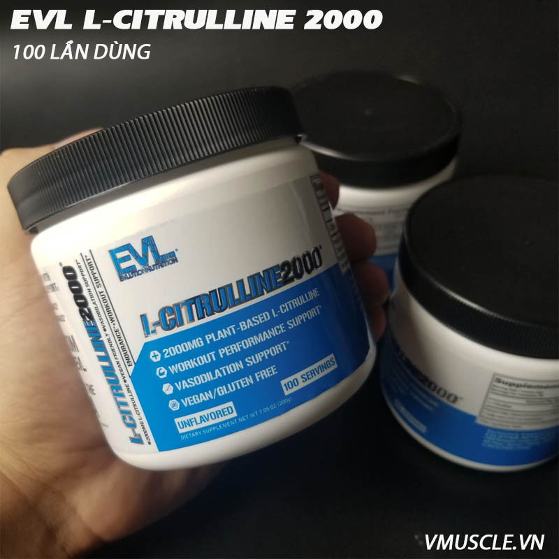 EVL L Citrulline hỗ trợ tăng sức mạnh và sức bền (100 Lần dùng)