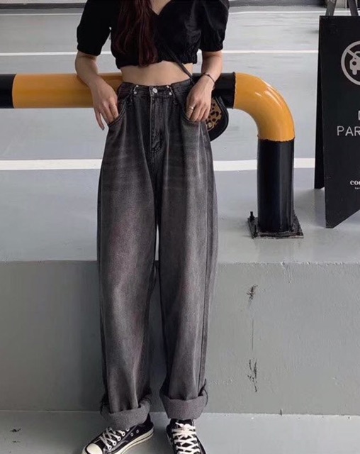 Quần jean đáy dài form rộng unisex