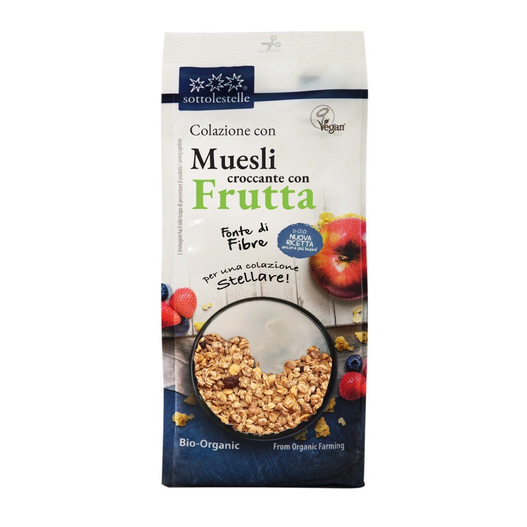 Ngũ cốc giòn Muesli mix Berry hữu cơ Sottolestelle Organic Crunchy Muesli mix berries 300g