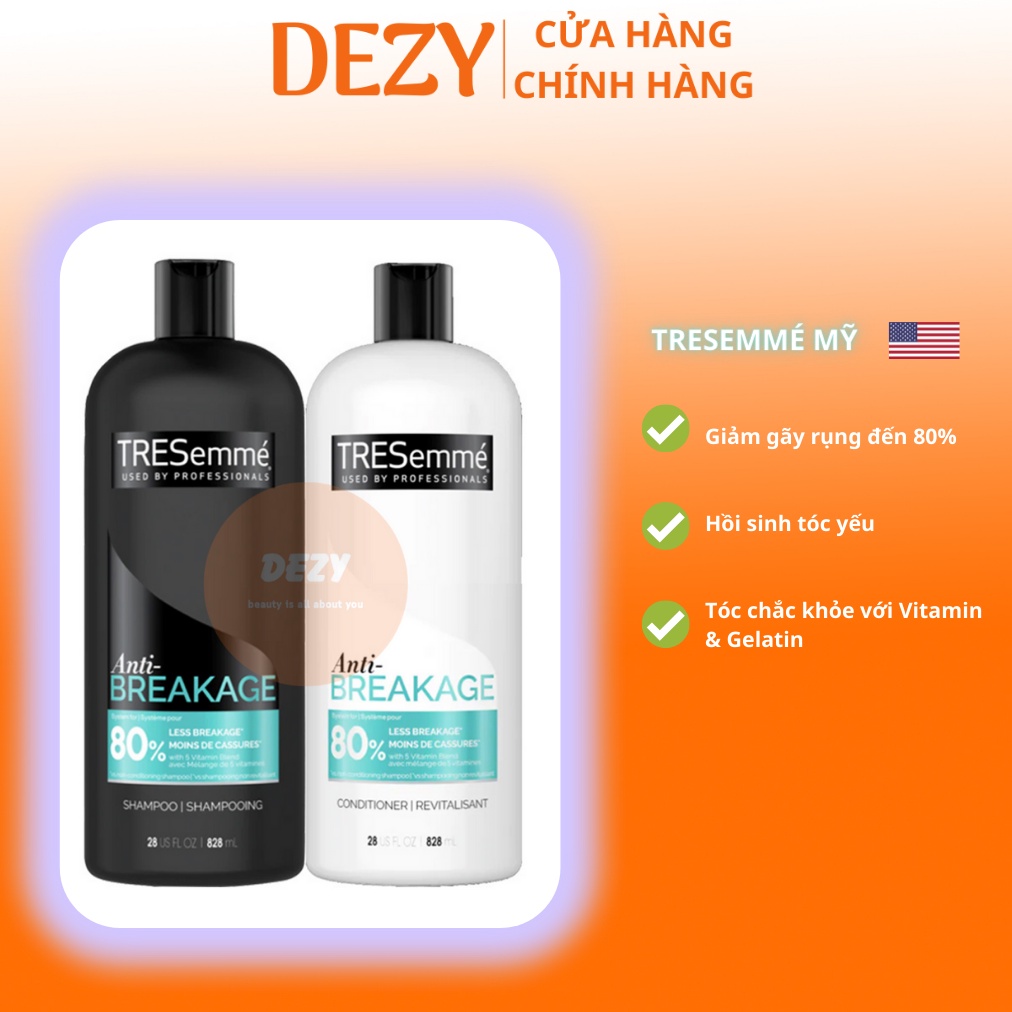 Cặp Dầu Xả Dầu Gội Tresemme Mỹ USA Shampoo - Combo Tresemmé Dầu Gội Dưỡng Tóc Ẩm Treseme Chăm Sóc Tóc Ngăn Rụn tóc Dezy