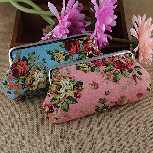 Ví nữ họa tiết hoa bằng vải canvas tiện lợi