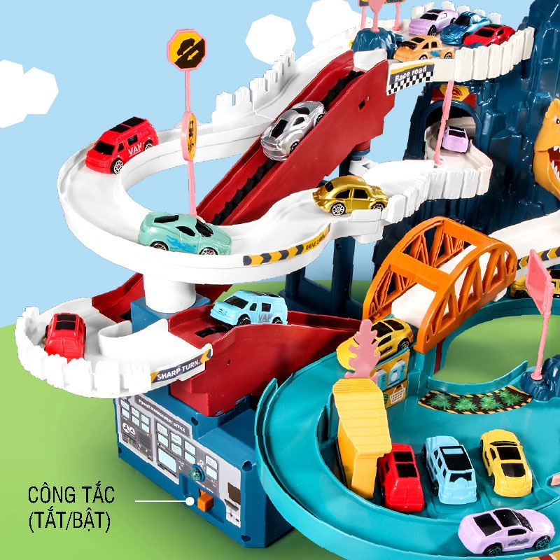 Bộ đồ chơi bãi đỗ xe, đường hầm sư tử, đường hầm khủng long có nhạc, có đèn dành cho bé từ 3 tuổi, nhựa ABS an toàn