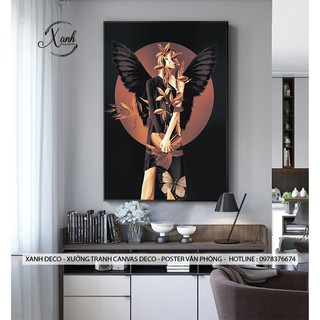 Tranh canvas CÔ GÁI ÁO DÀI cá tính và ma mị (gồm khung )